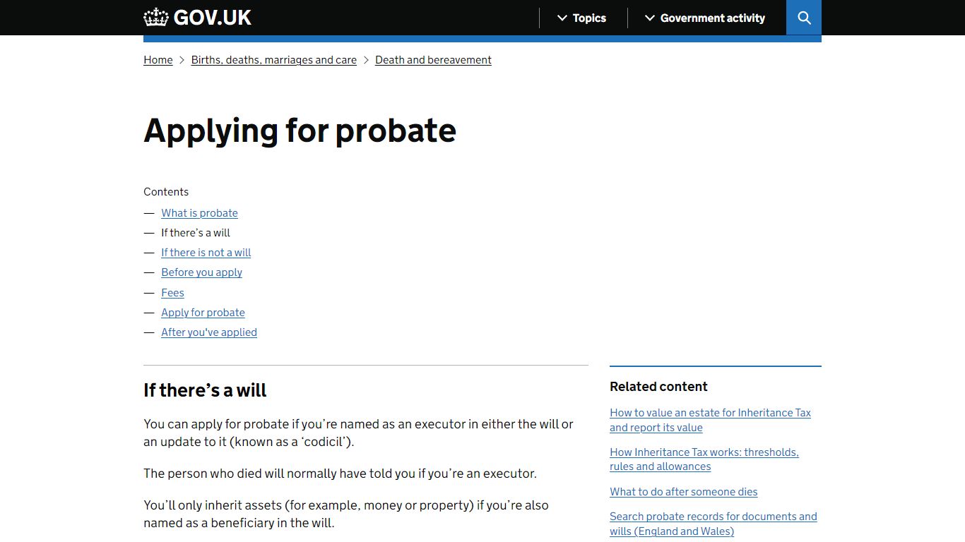 Applying for probate: If there’s a will - GOV.UK